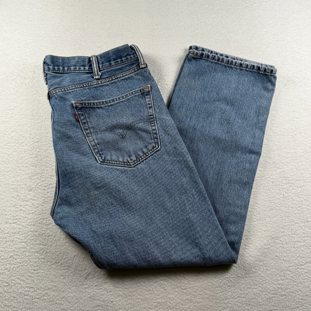 Levi's 505 Jeans Men 38X30 Blue Denim Casual Regular Fit Stone Wash Straight Leg